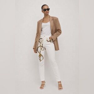 Ralph Lauren White Skinny Jeans with Gold Rope Embroidery